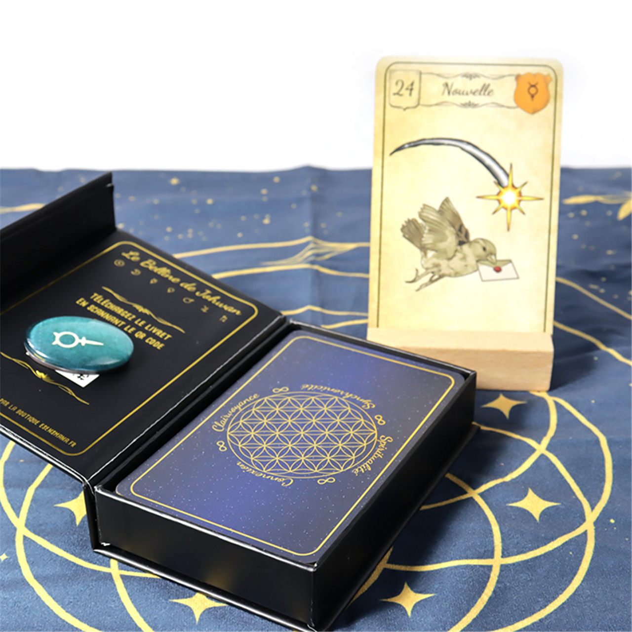 Custom Black - Blue Gold Foil Tarot Cards Set (4).JPG