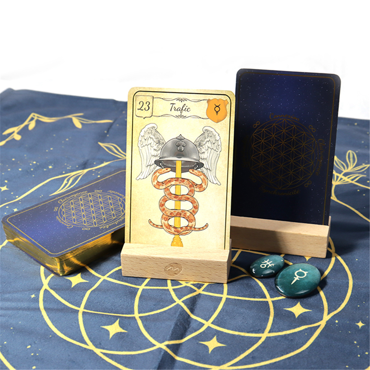 Custom Black - Blue Gold Foil Tarot Cards Set (6).JPG