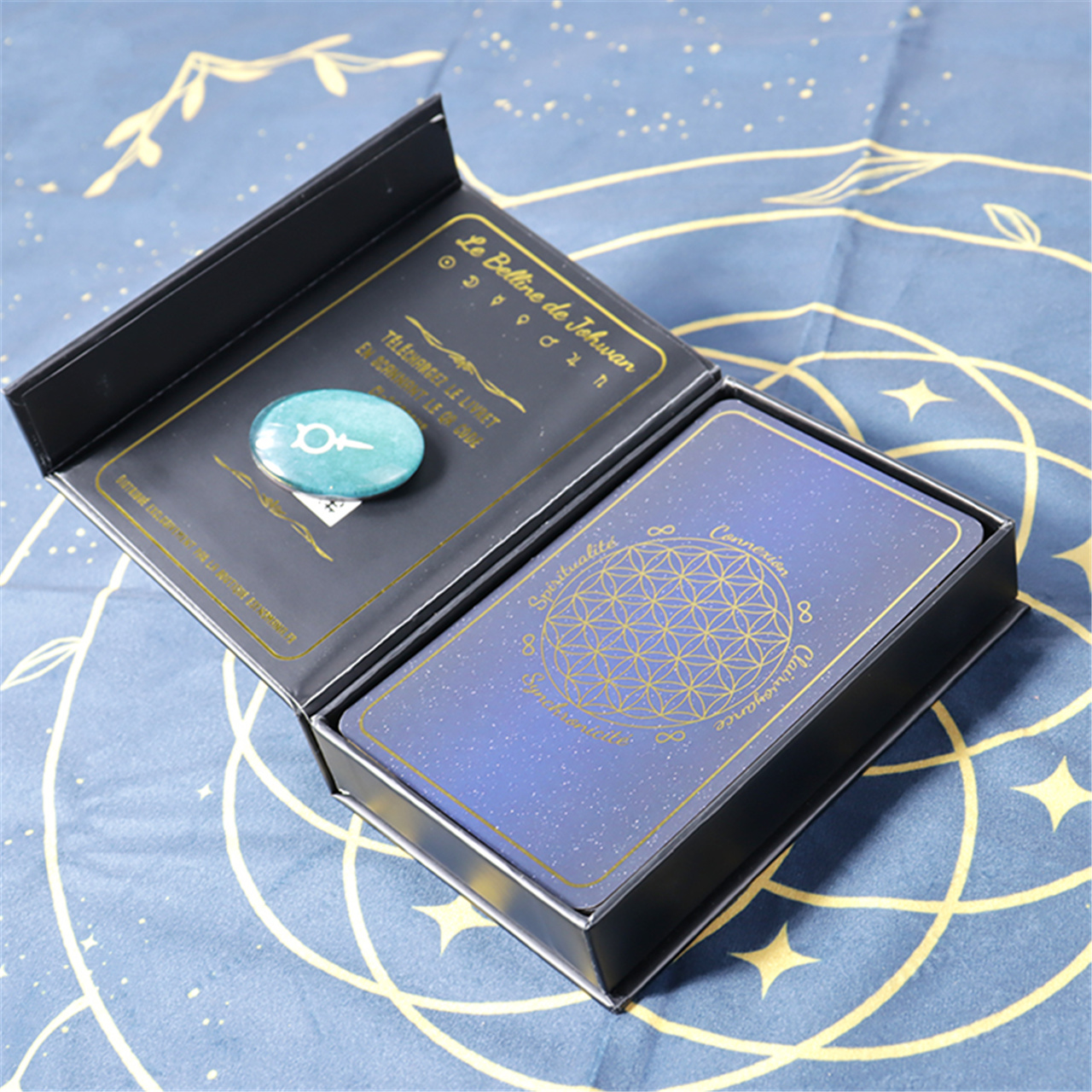 Custom Black - Blue Gold Foil Tarot Cards Set (3).JPG