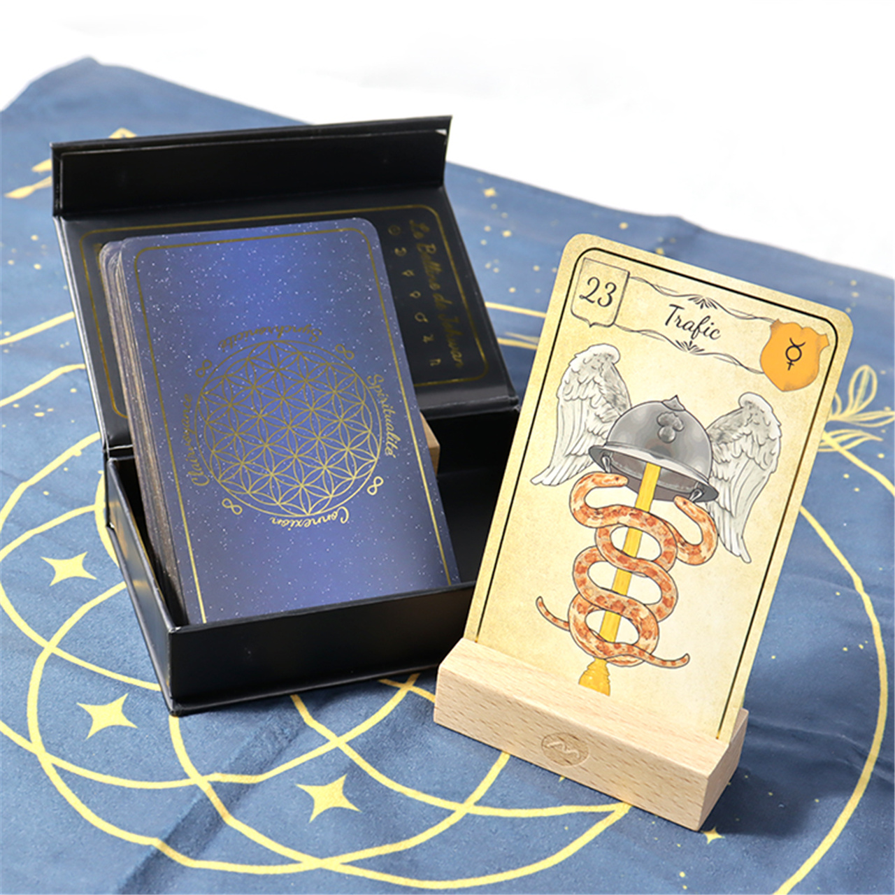 Custom Black - Blue Gold Foil Tarot Cards Set (8).JPG