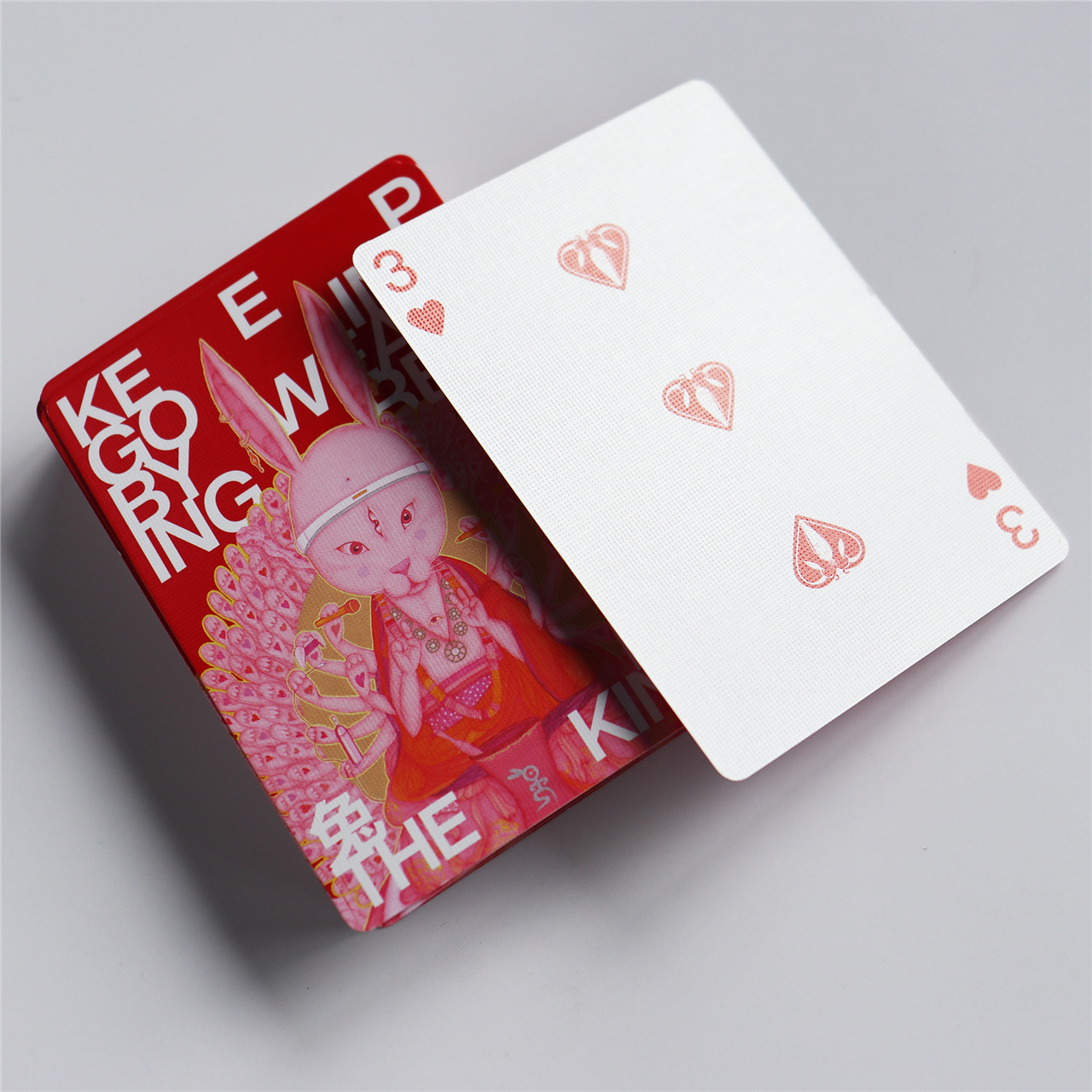 Custom Red Rabbit Themed Playing Cards Set (5)