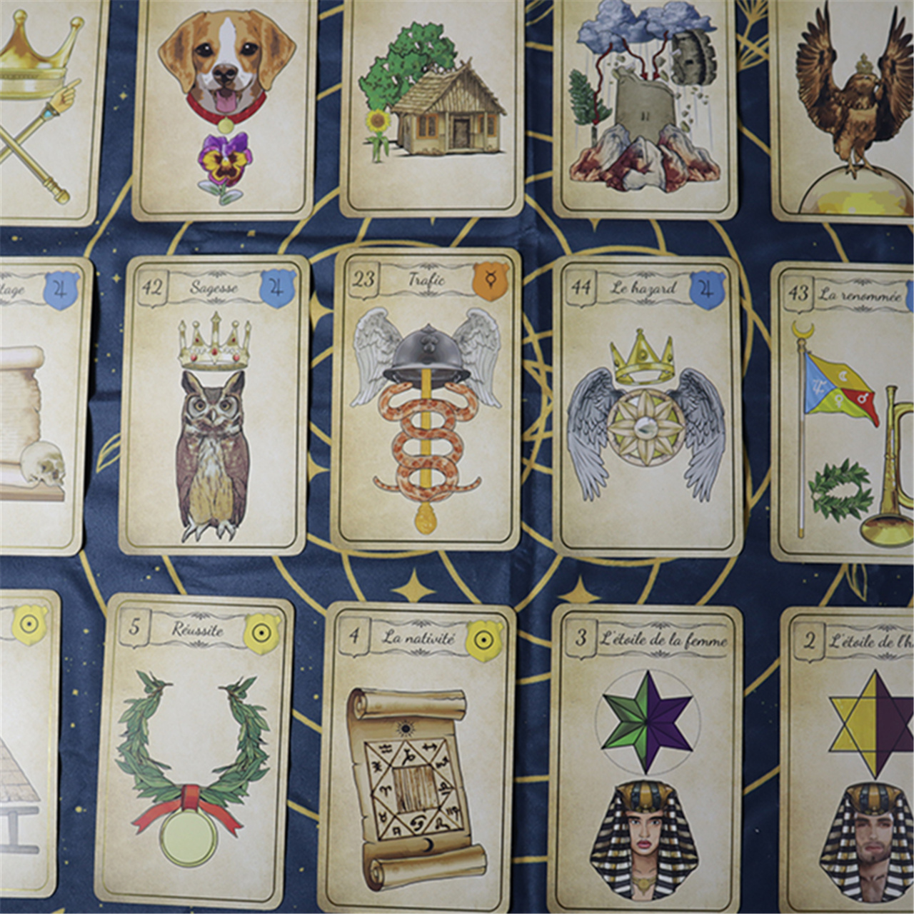 Custom Black - Blue Gold Foil Tarot Cards Set (10).JPG