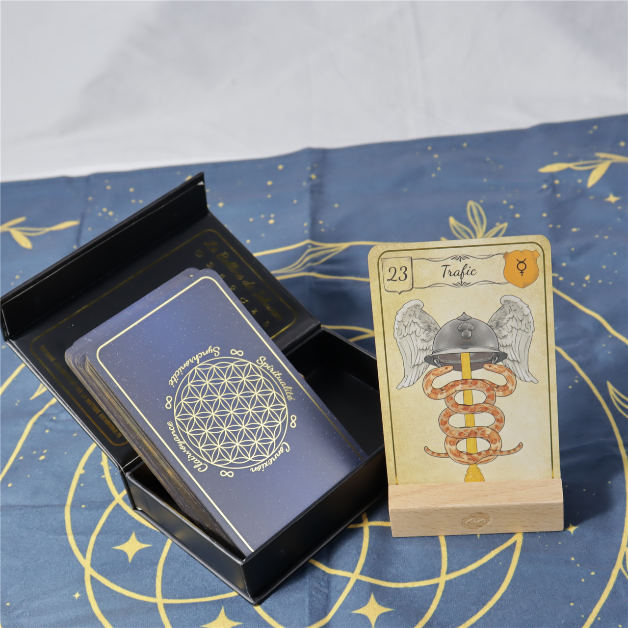 Custom Black - Blue Gold Foil Tarot Cards Set (7).JPG